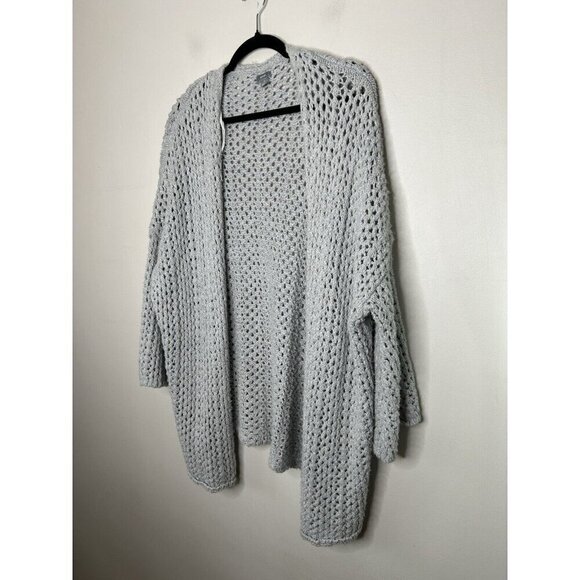 Aerie Long Open Cardigan Gray Cozy Knit Fall Winter Relaxed Size Medium - Picture 3 of 11